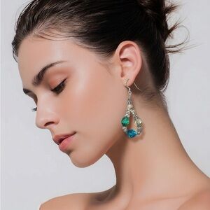 Earrings with Blue and Green!